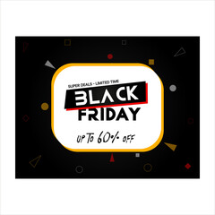 Fototapeta premium Black Friday yellow and black abstract Sale banner with discount layout design vector illustration