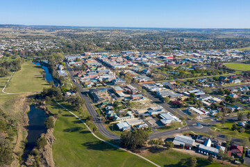 The town of Inverell  on the Macintyre river in the north west of New South Wales, Australia.