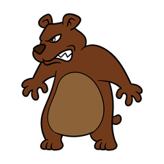 Vector Cartoon Angry Bear Illustration