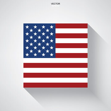 Abstract American flag with long shadow effect on white background. Vector.