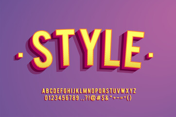 Bold and strong modern typeface, strong bold 3D font effect, vibrant cool style effect, numbers and symbols