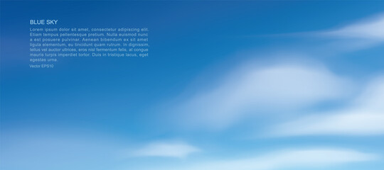 Blue sky background with white clouds. Abstract sky for natural background. Vector.