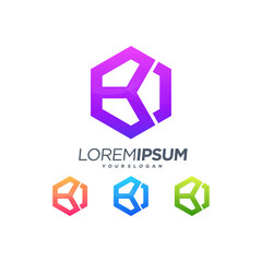 letter b hexagon box monogram