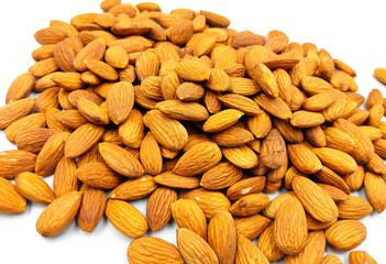 Fototapeta premium groups of almonds on white back ground