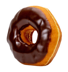 Chocolate Iced Donut on White Background