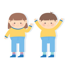 world down syndrome day cute little boy and girl cartoon