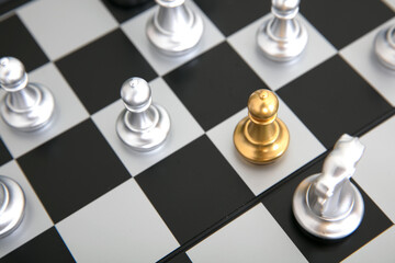 Chess being played on the chessboard