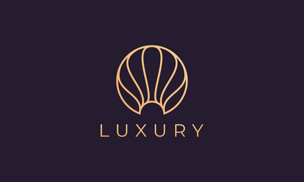 gold pearl logo template with luxurious and elegant circle shape