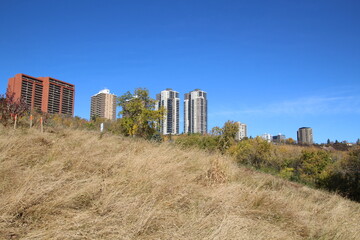Fototapeta na wymiar City On The Hill, Dawson Park, Edmonton, Alberta
