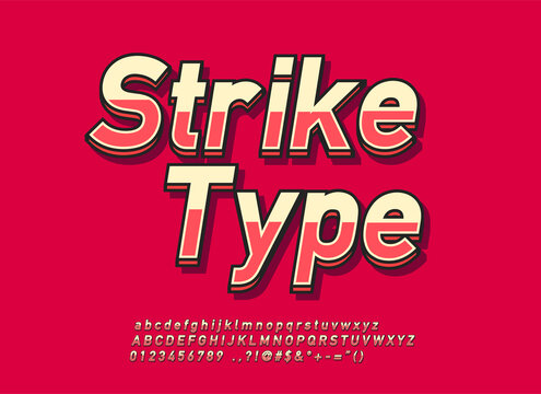 Stylish trendy Font Effect, typeface for t shirt and merchandise design, with highlight red color and shadow effect.