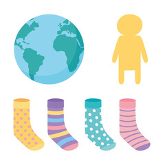 world down syndrome day, world socks and childerns icons