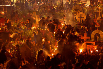 México Mixquic vista panteón noche