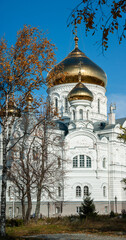 Fototapeta na wymiar Perm Krai, Russia - Sep, 27: Orthodox Cathedral, Belogorsky Monastery.