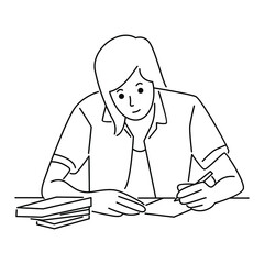 Girl writing for homework, Study concept