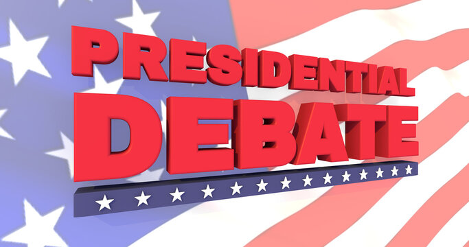Presidential debate in USA. Header or title for news article. 3D illustration.