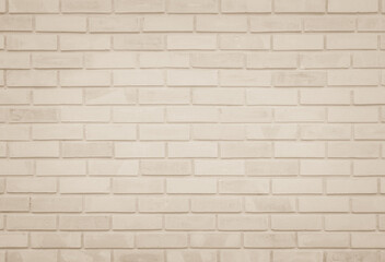 Empty Background of wide cream brick wall texture. Old brown brick wall concrete or stone pattern...