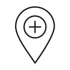 Fototapeta premium location pointer medical hospital marker, linear icon style