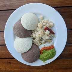South Indian Dish  - Idli and Pongal With Chutney