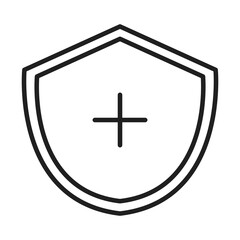 medical shield protection symbol, linear icon style