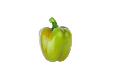Green raw bell pepper, white background