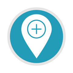Obraz premium location pointer medical hospital marker, blue silhouette icon