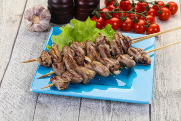 Chicken hearts skewer