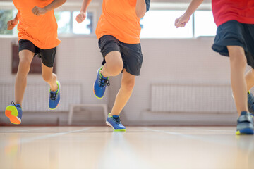 Fototapeta premium Close up picture of running kids in sportswear