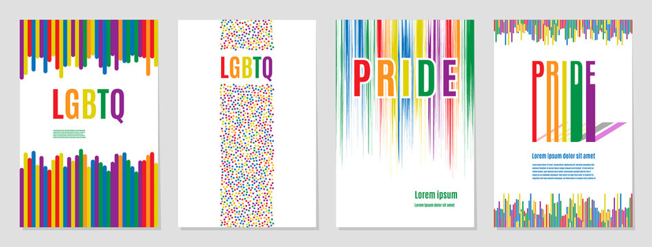 Lgbtq rainbow flag freedom community, pride pattern on white background, colorful cover illustration.