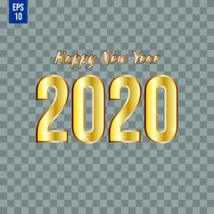 Happy new year 2020 geometry line vector in golden color. Modern symbol 2020.