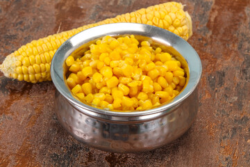 Young corn seeds in the bowl