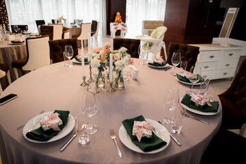 beautiful decor on the wedding in the restaurant