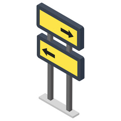 
Road signs, signpost flat isometric icon 
