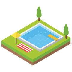 
Isometric icon of swimming pool 
