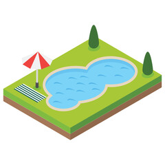 
Isometric icon of swimming pool 
