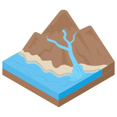 Fototapeta premium Isometric icon of valley 