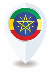 Flag of Ethiopia, location icon for Multipurpose, Federal Democratic Republic of Ethiopia.