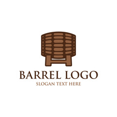 Wooden barrel vector icon. Beer and wine wood keg container symbol. Whiskey and rum brewery sign. Simple shape alcohol drink logo.