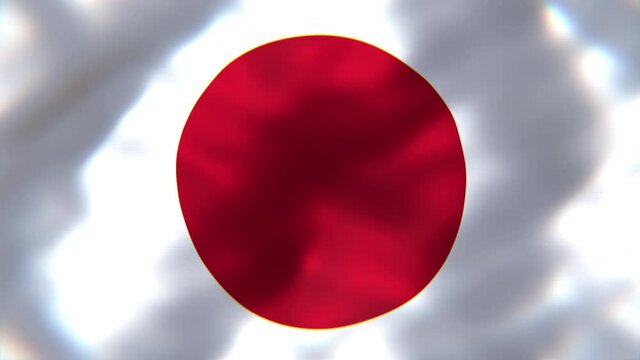 Realistic looping 3D animation of the national flag of Japan rendered in UHD