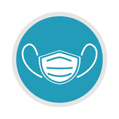 medical mask protection and prevention disease, blue silhouette icon