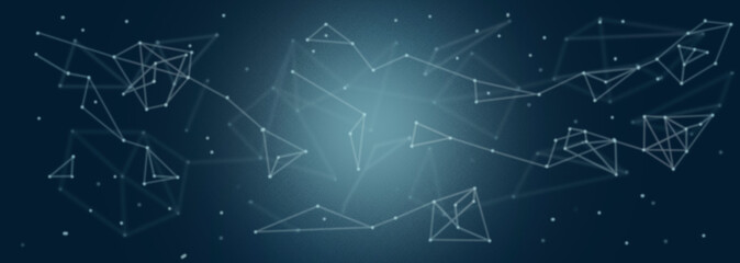 Obraz premium Network and communication concept. Dots connected by lines on a dark blue background