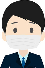 マスクをするビジネスマンのイラスト