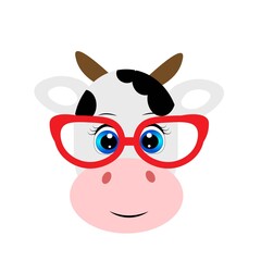 Cute cartoon animal with red glasses vector illustration