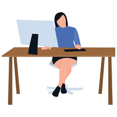 
Female entrepreneur worker flat icon design 
