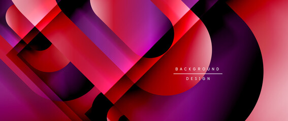 Vector geometric abstract background with lines and modern forms. Fluid gradient with abstract round shapes and shadow and light effects