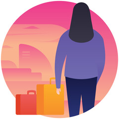 Tourist  with a luggage, flat illustration 