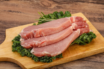 Raw pork steak for cooking