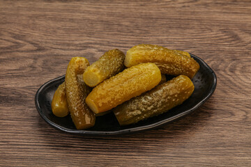 Pickled cucumbers in the plate