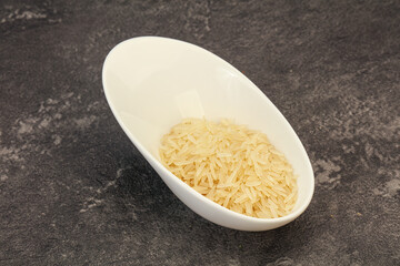 Raw basmati rice in the bowl