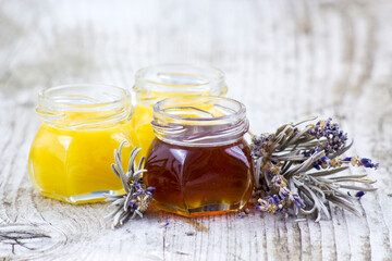 herbal honey with lavender flowers
