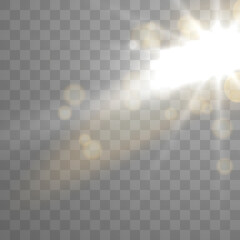 Golden particles glow light effect. Glowing yellow powder splash circles. abstract gold bokeh luxury background. Magic mist glowing on Transparent background. © hopenv